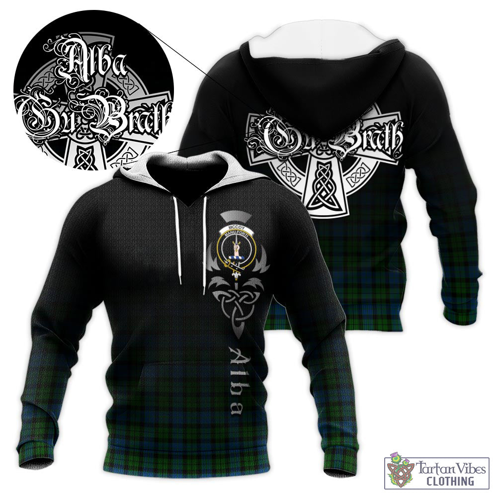McCoy Tartan Knitted Hoodie Featuring Alba Gu Brath Family Crest Celtic Inspired - Tartan Vibes Clothing