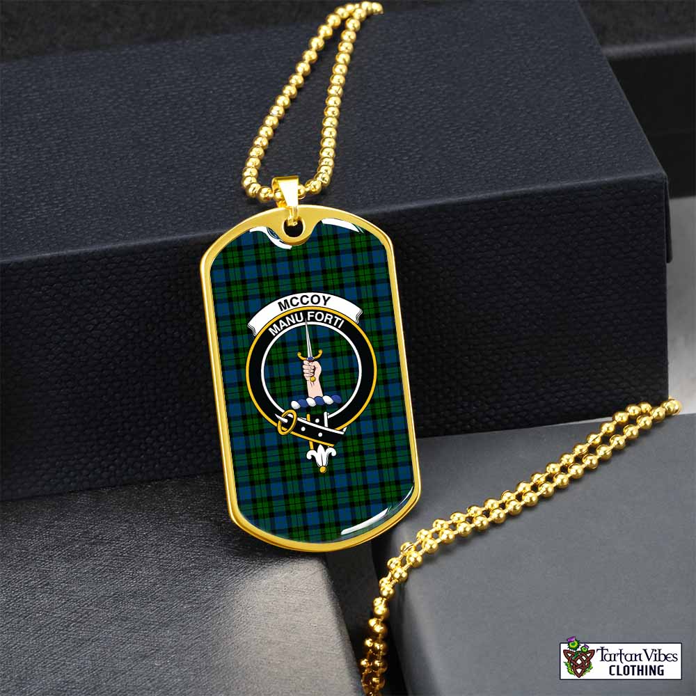 McCoy Tartan Dog Tag Necklace with Family Crest Gold No - Tartan Vibes Clothing
