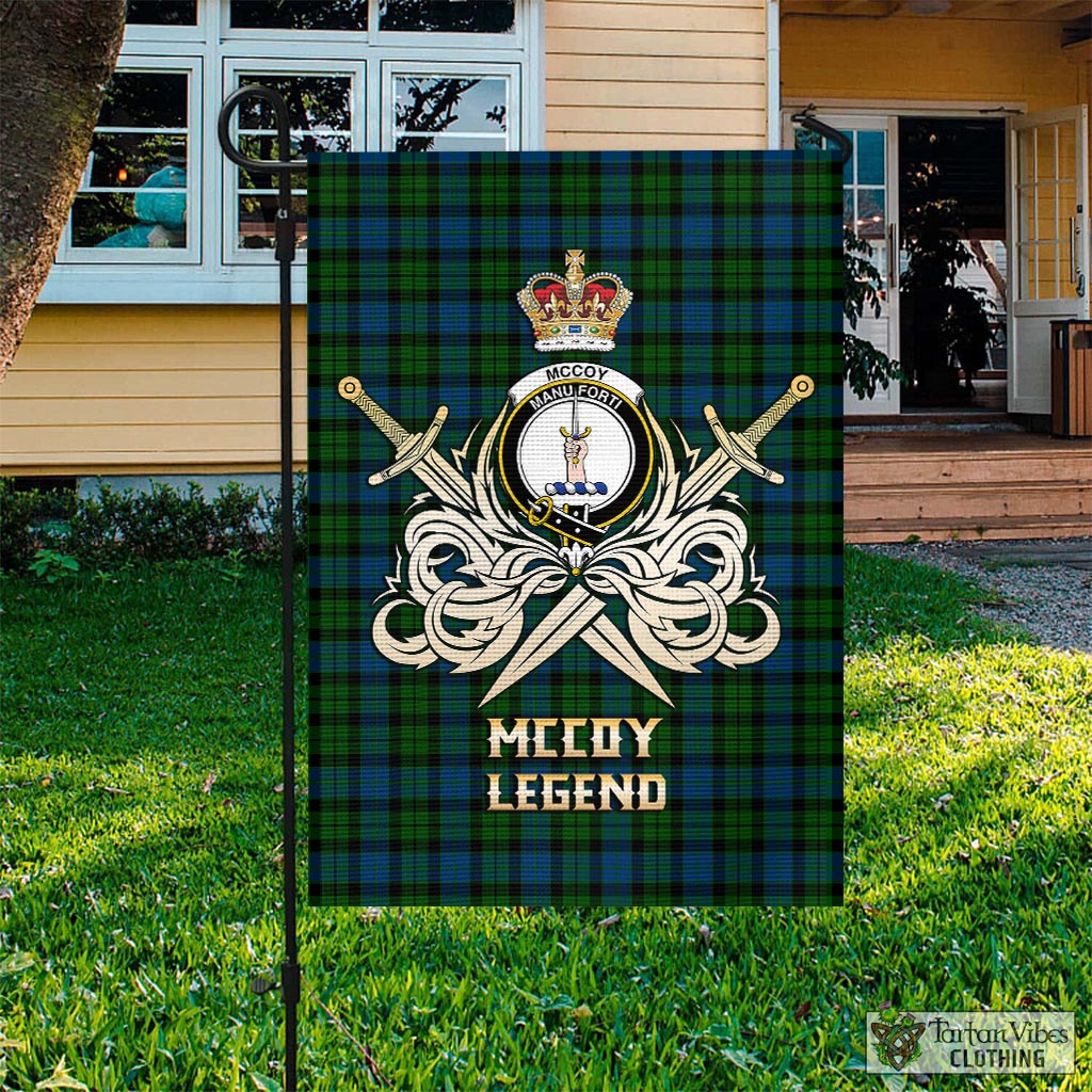 Tartan Vibes Clothing McCoy Tartan Flag with Clan Crest and the Golden Sword of Courageous Legacy
