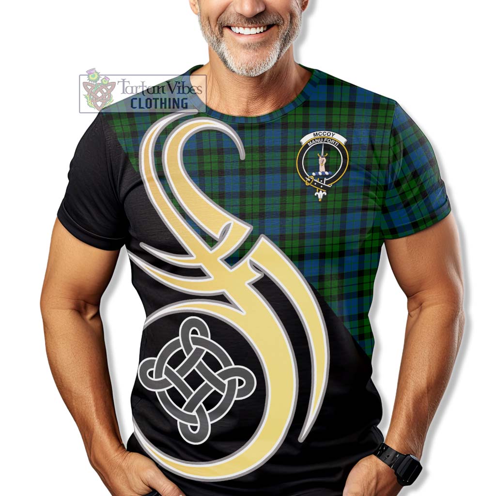 McCoy Tartan T-Shirt with Family Crest and Celtic Symbol Style - Tartan Vibes Clothing