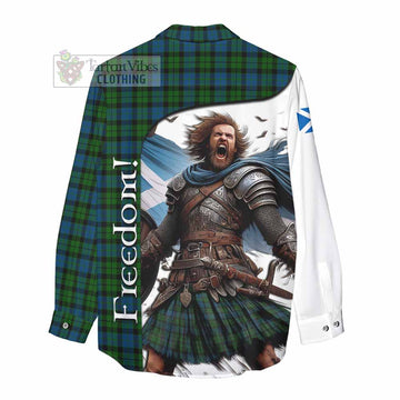 Tartan Vibes Clothing McCoy Crest Tartan Women's Casual Shirt Inspired by the Freedom of Scottish Warrior