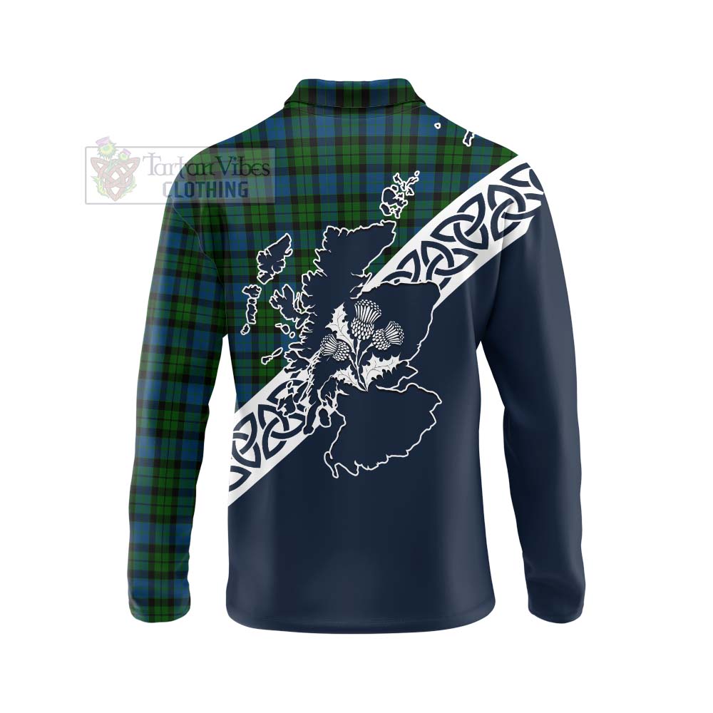 McCoy Tartan Long Sleeve Polo Shirt Featuring Thistle and Scotland Map - Tartan Vibes Clothing
