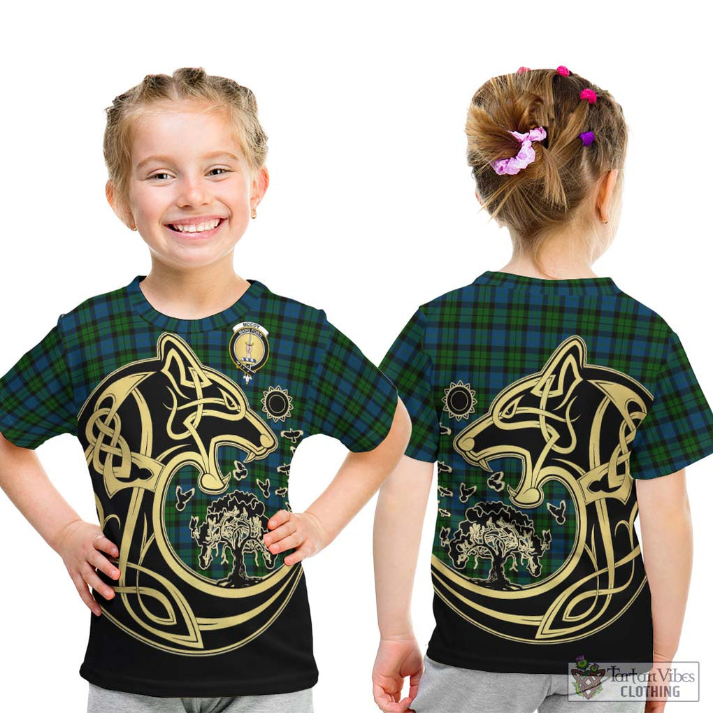 McCoy Tartan Kid T-Shirt with Family Crest Celtic Wolf Style - Tartan Vibes Clothing