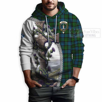 McCoy Tartan Hoodie with Family Crest and St. Andrew's Cross Accented by Thistle Vines - Tartan Vibes Clothing