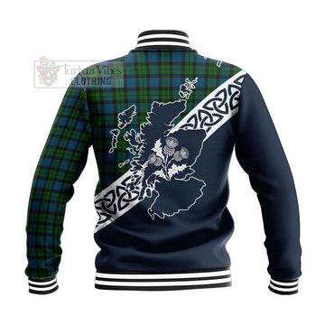 McCoy Tartan Baseball Jacket Featuring Thistle and Scotland Map - Tartan Vibes Clothing