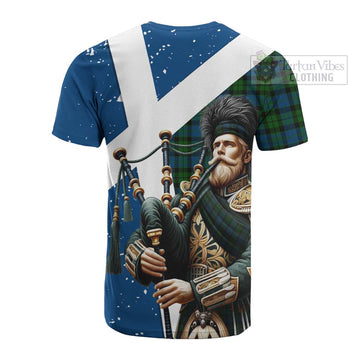 Tartan Vibes Clothing McCoy Tartan Cotton T-shirt with Family Crest Scottish Bagpiper Vibes