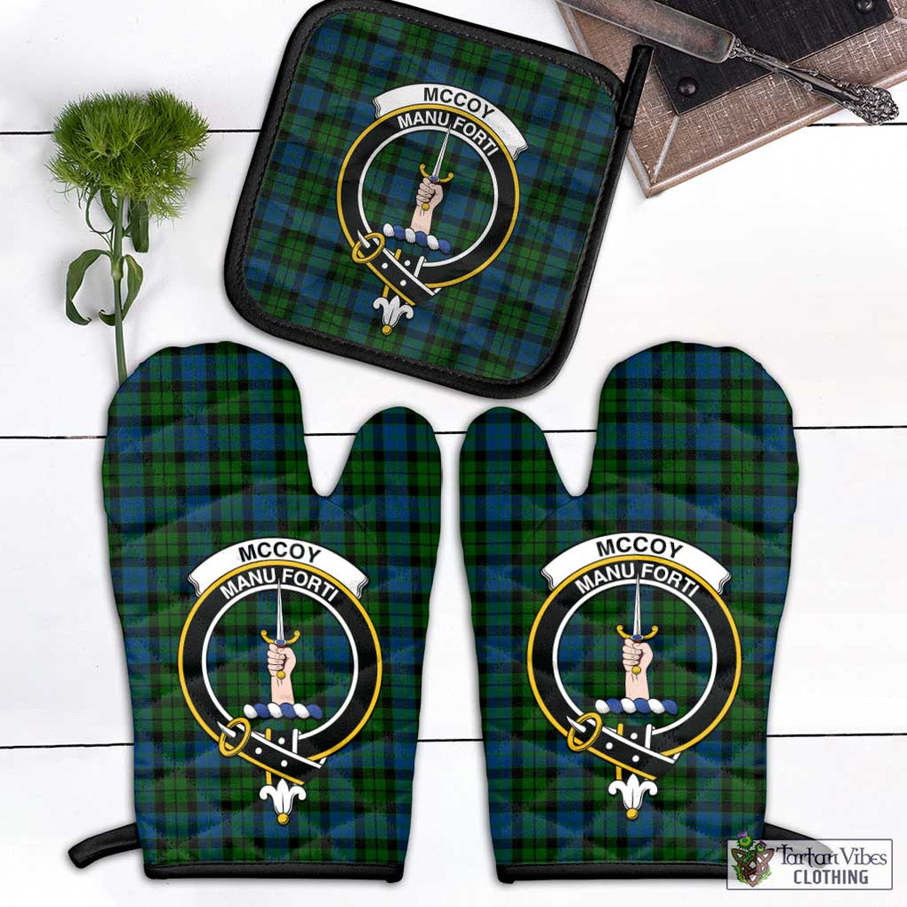 McCoy Tartan Combo Oven Mitt & Pot-Holder with Family Crest Black - Tartan Vibes Clothing