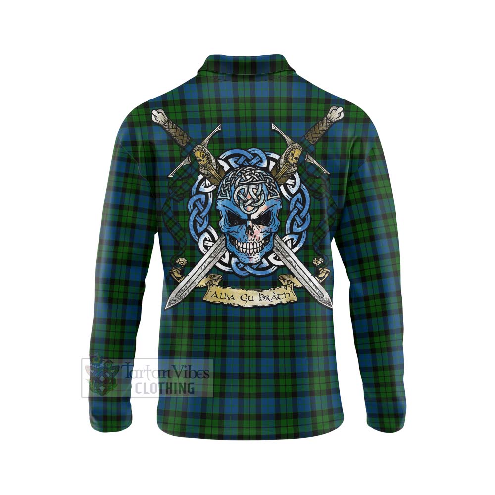 McCoy Tartan Long Sleeve Polo Shirt with Family Crest Celtic Skull Style - Tartan Vibes Clothing