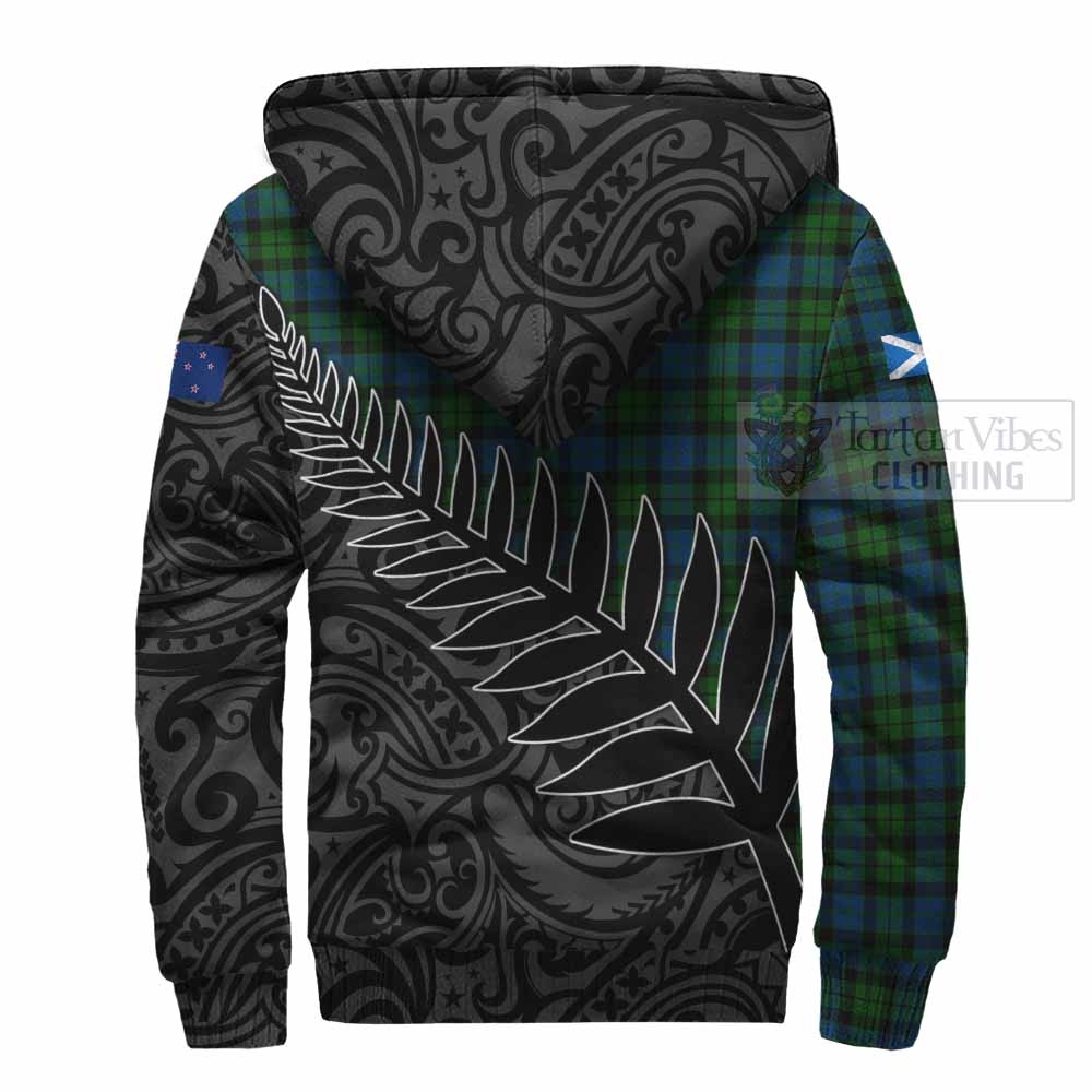 Tartan Vibes Clothing McCoy Crest Tartan Sherpa Hoodie with New Zealand Silver Fern Half Style