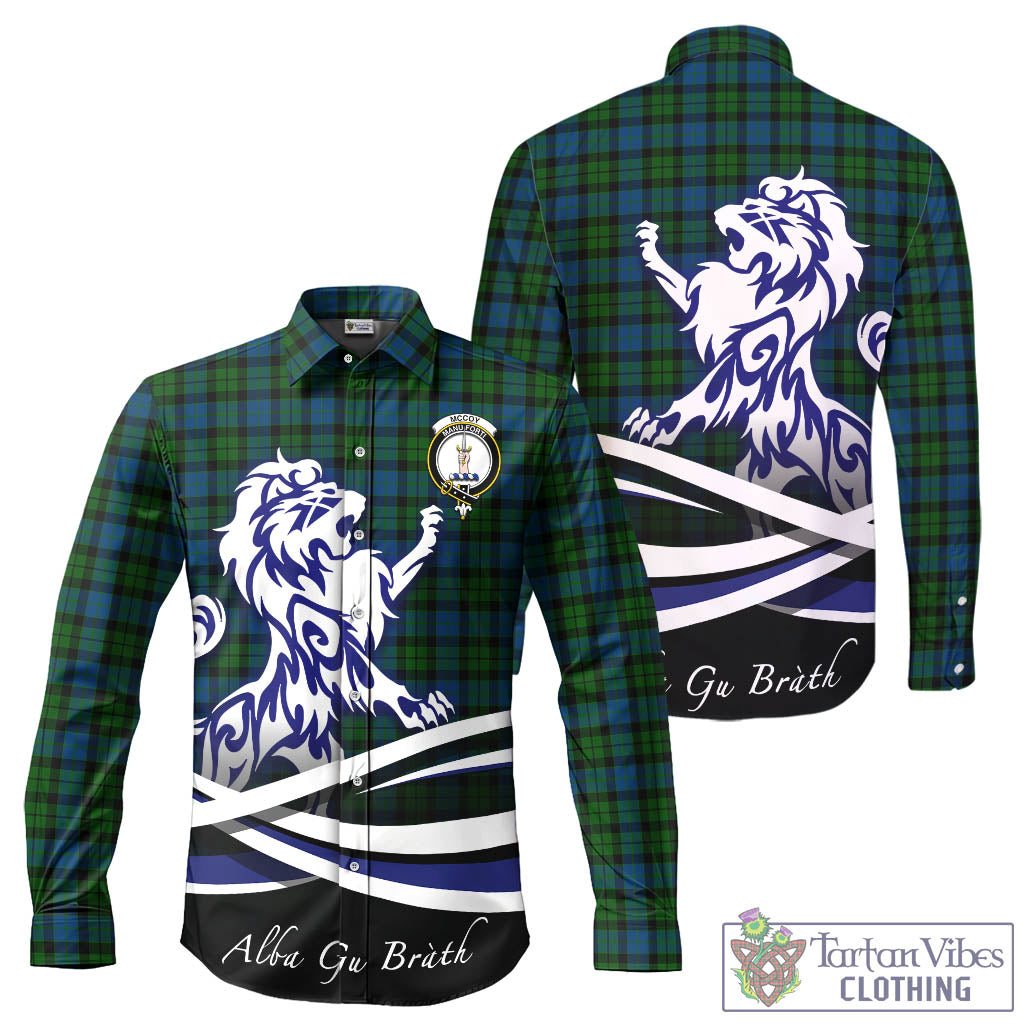 McCoy Tartan Long Sleeve Button Up Shirt with Alba Gu Brath Regal Lion Emblem - Tartan Vibes Clothing