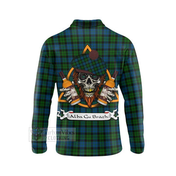 McCoy Tartan Long Sleeve Polo Shirt with Family Crest and Bearded Skull Holding Bottles of Whiskey - Tartan Vibes Clothing