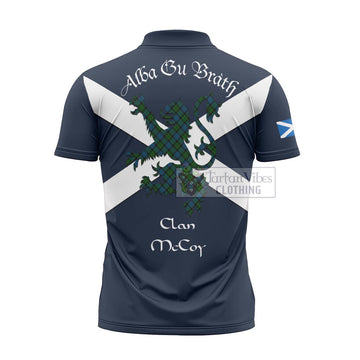 McCoy Tartan Lion Rampant Zipper Polo Shirt Proudly Display Your Heritage with Alba Gu Brath and Clan Name - Tartan Vibes Clothing