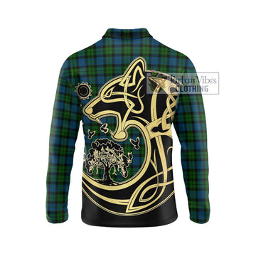 McCoy Tartan Long Sleeve Polo Shirt with Family Crest Celtic Wolf Style - Tartan Vibes Clothing