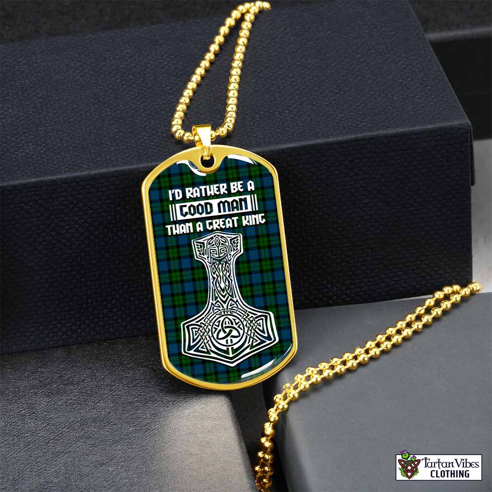 McCoy Tartan Dog Tag Necklace Viking Mjolnir Style Gold No - Tartan Vibes Clothing