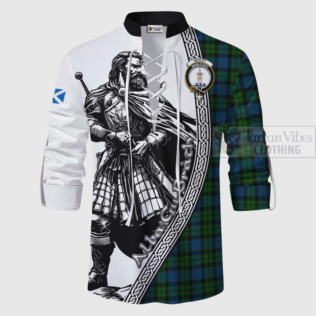 McCoy Tartan Clan Crest Ghillie Kilt Shirt with Highlander Warrior Celtic Style - Tartan Vibes Clothing