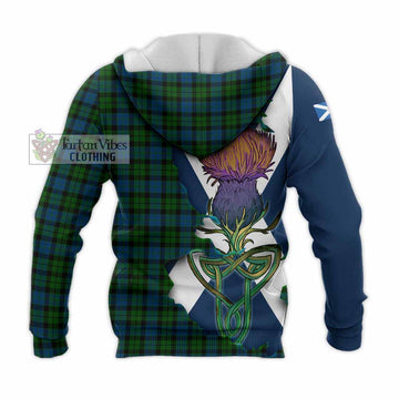 Tartan Vibes Clothing McCoy Tartan Family Crest Knitted Hoodie Scottish Thistle Celtic Inspired