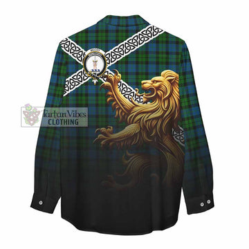 McCoy Crest Tartan Women's Casual Shirt with Golden Lion Emblem Celtic Style - Tartan Vibes Clothing