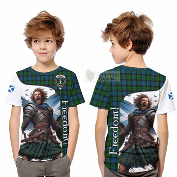Tartan Vibes Clothing McCoy Crest Tartan Kid T-Shirt Inspired by the Freedom of Scottish Warrior
