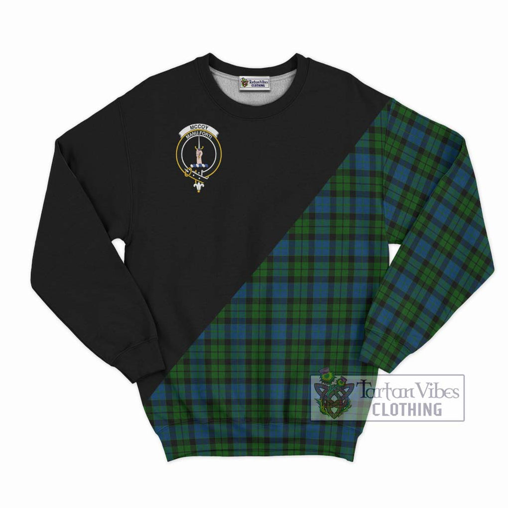 McCoy Tartan Sweatshirt with Family Crest and Military Logo Style - Tartan Vibes Clothing