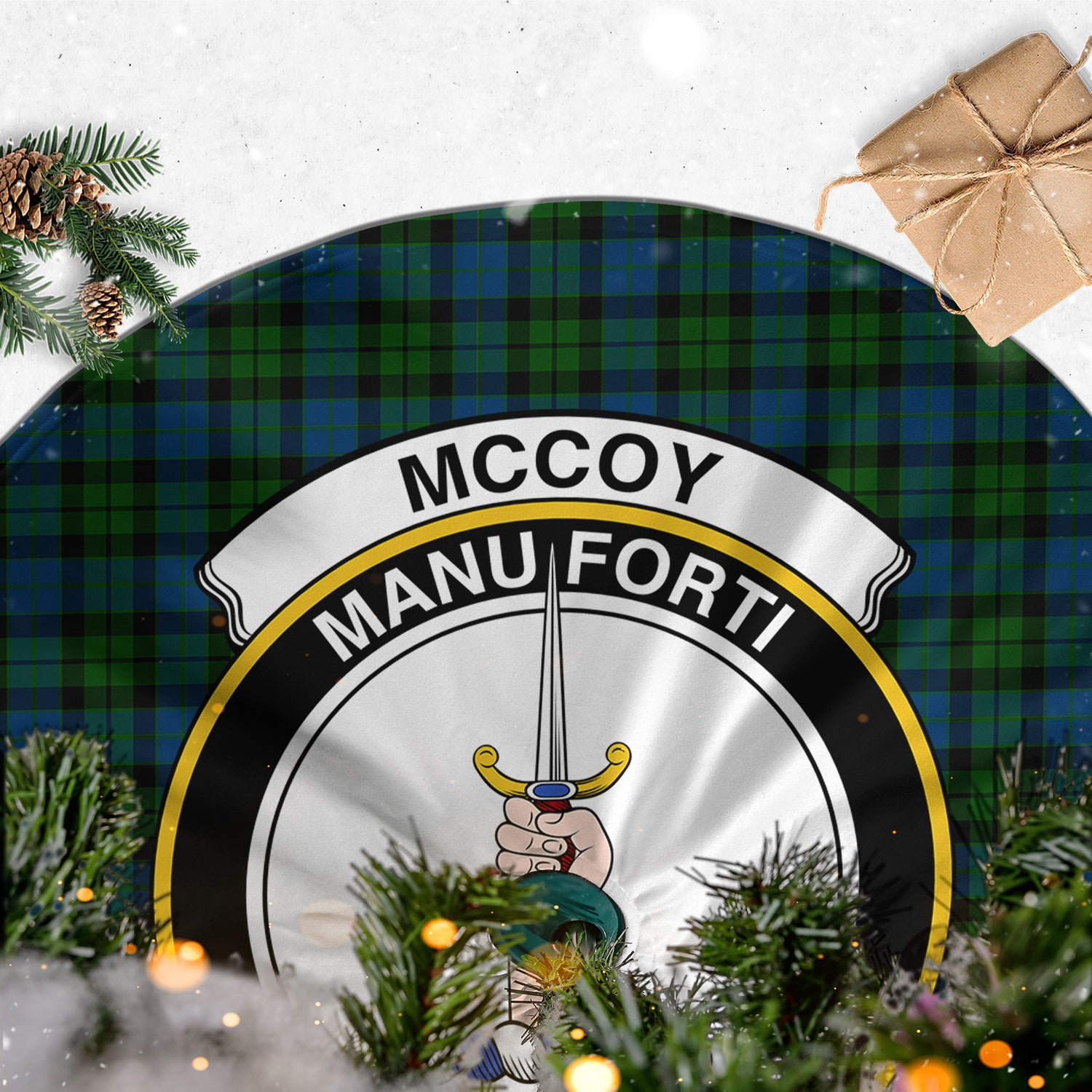McCoy Tartan Christmas Tree Skirt with Family Crest - Tartan Vibes Clothing