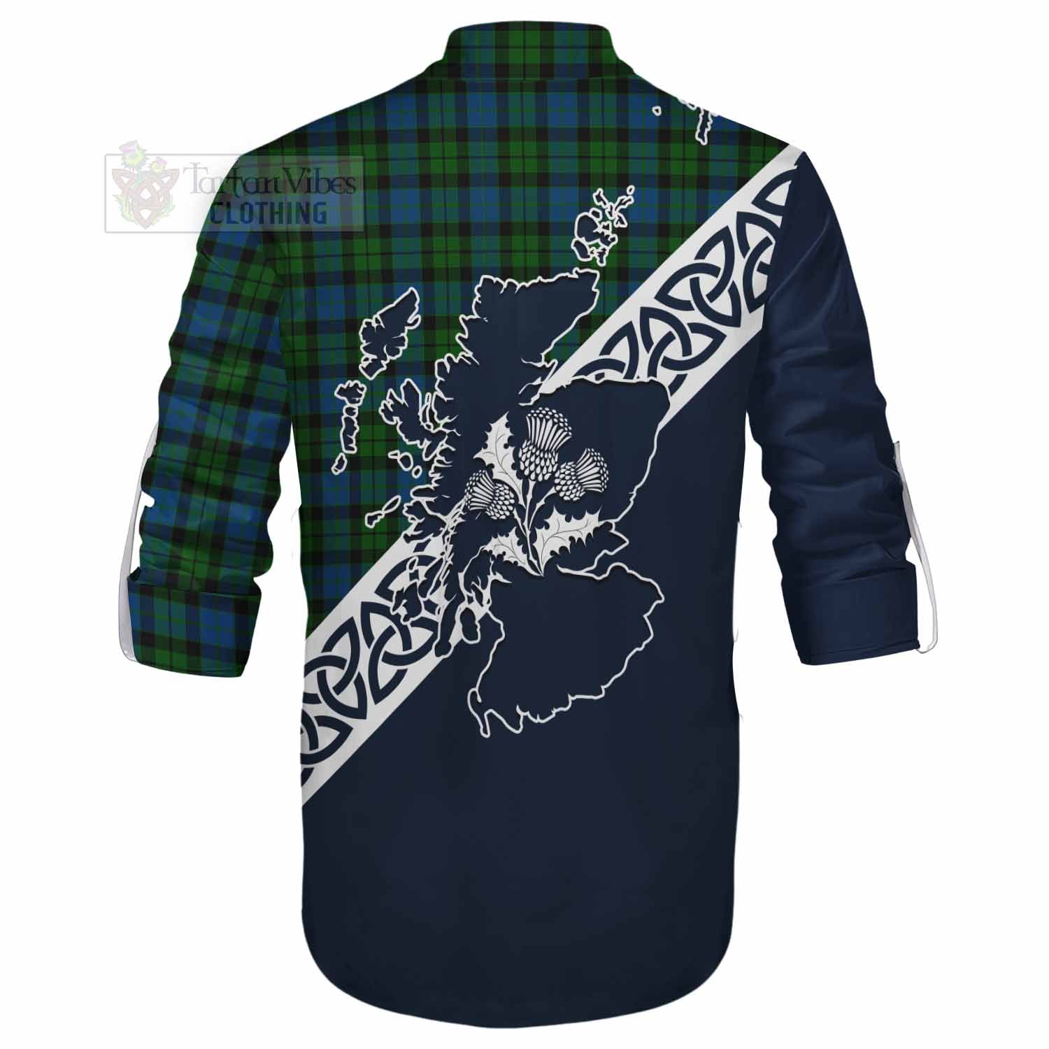 McCoy Tartan Ghillie Kilt Shirt Featuring Thistle and Scotland Map - Tartan Vibes Clothing