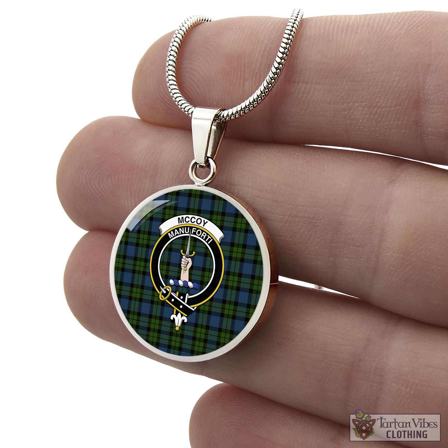 McCoy Tartan Circle Necklace with Family Crest - Tartan Vibes Clothing
