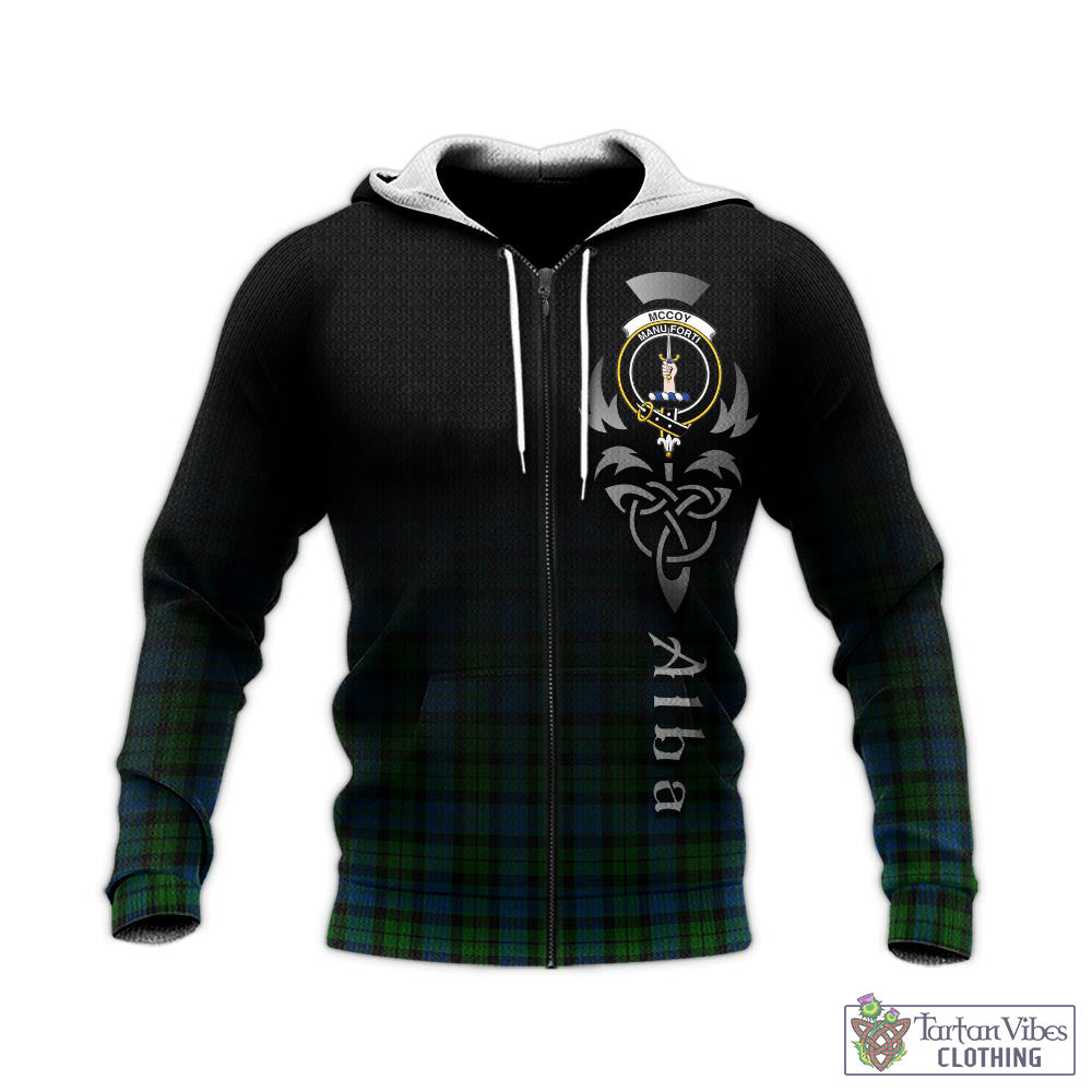 McCoy Tartan Knitted Hoodie Featuring Alba Gu Brath Family Crest Celtic Inspired - Tartan Vibes Clothing