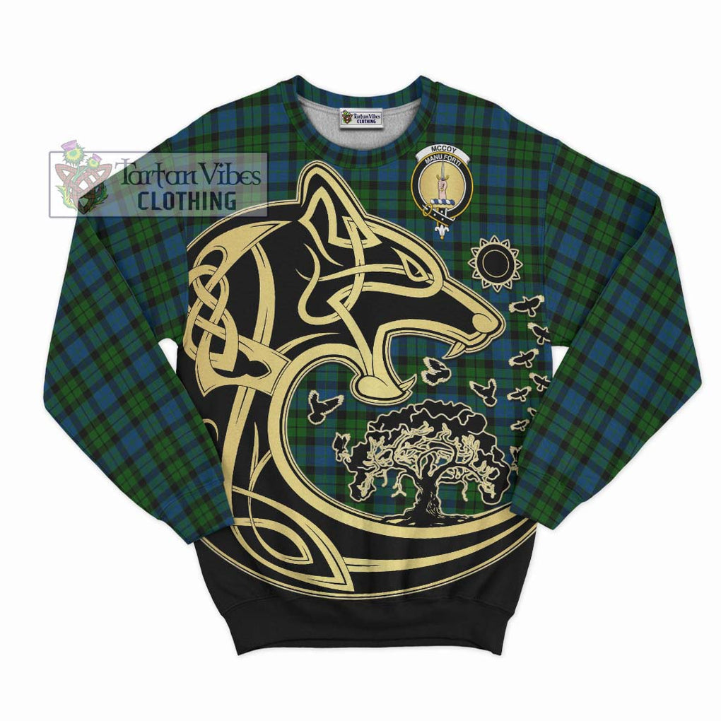 McCoy Tartan Sweatshirt with Family Crest Celtic Wolf Style - Tartan Vibes Clothing
