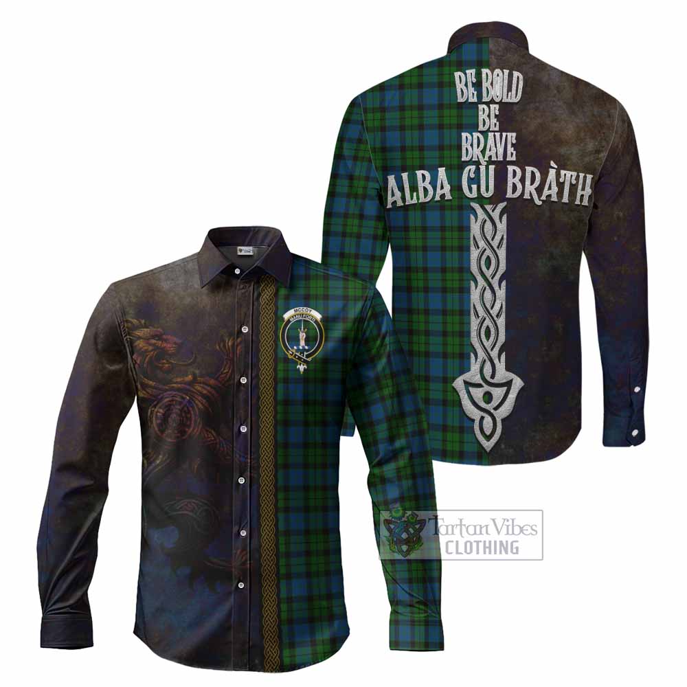 McCoy Tartan Family Crest Long Sleeve Button Shirt Alba Gu Brath Be Brave Lion Ancient Style - Tartan Vibes Clothing