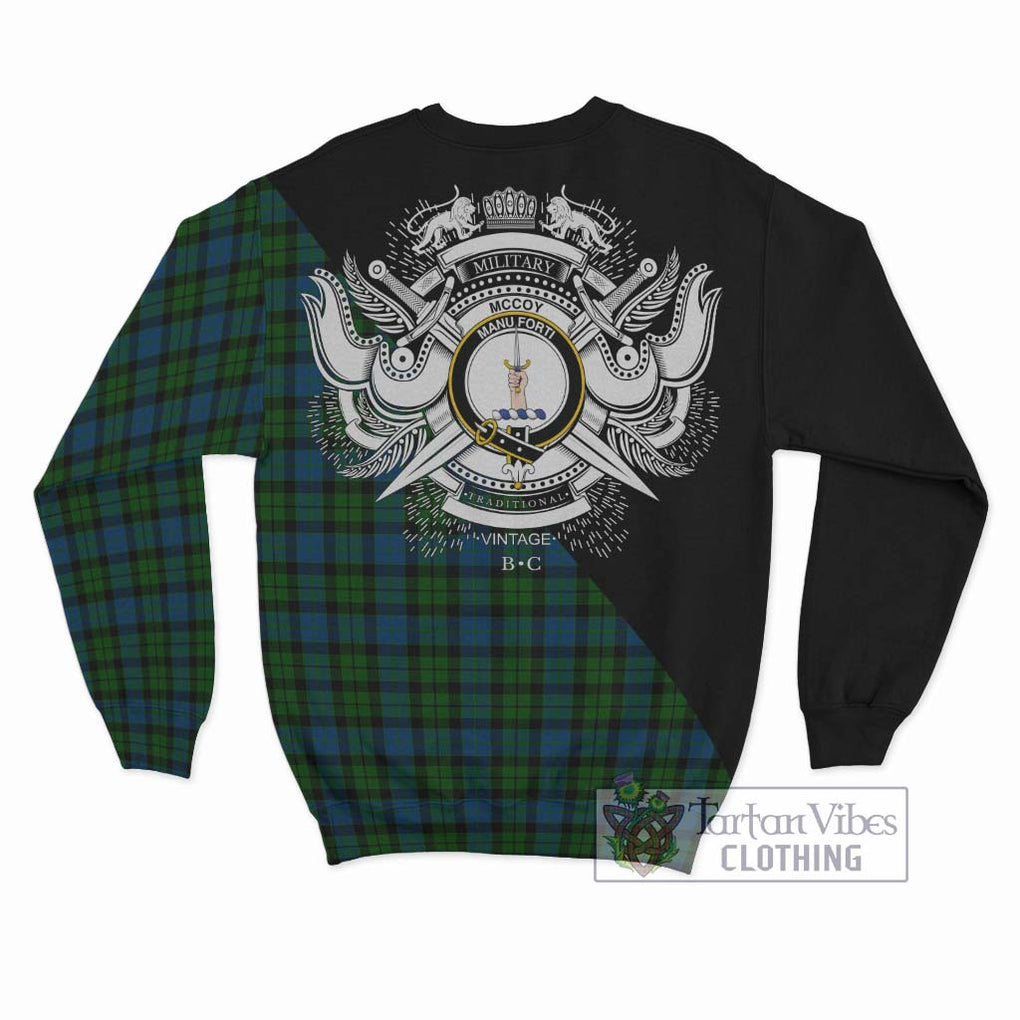 McCoy Tartan Sweatshirt with Family Crest and Military Logo Style - Tartan Vibes Clothing