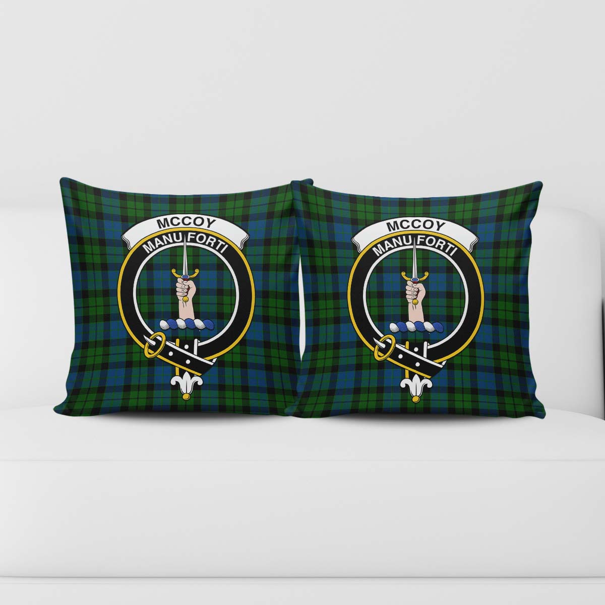 McCoy Tartan Pillow Cover with Family Crest - Tartan Vibes Clothing