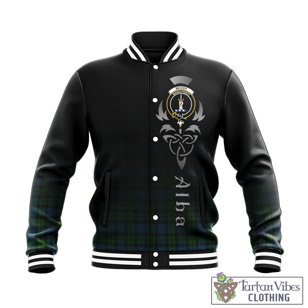 McCoy Tartan Baseball Jacket Featuring Alba Gu Brath Family Crest Celtic Inspired - Tartan Vibes Clothing