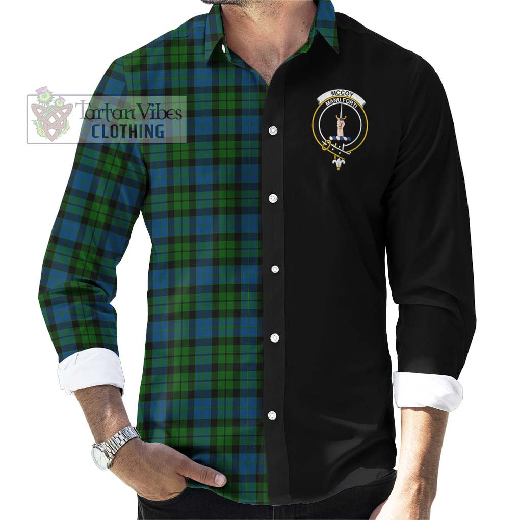 McCoy Tartan Long Sleeve Button Shirt with Family Crest and Half Of Me Style - Tartanvibesclothing Shop