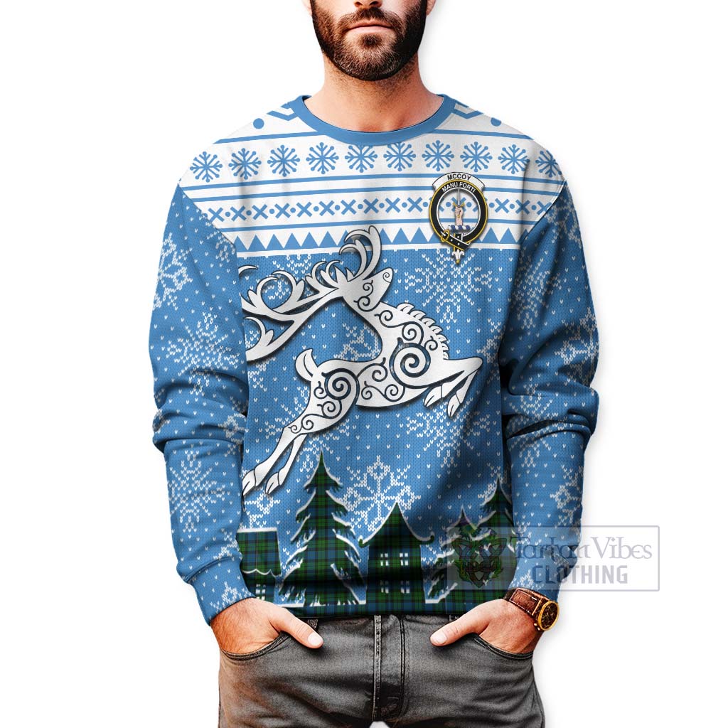 McCoy Clan Christmas Sweatshirt Celtic Reindeer Style - Tartan Vibes Clothing