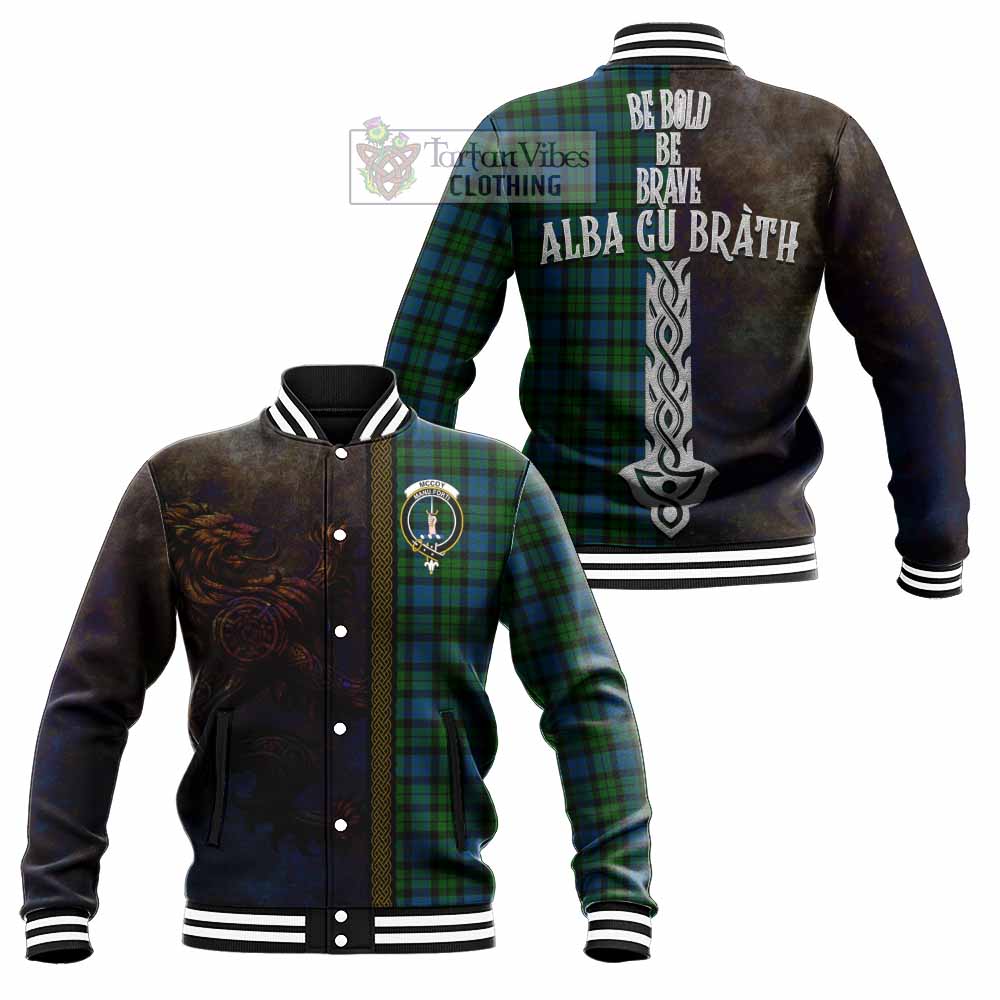 McCoy Tartan Family Crest Baseball Jacket Alba Gu Brath Be Brave Lion Ancient Style - Tartan Vibes Clothing