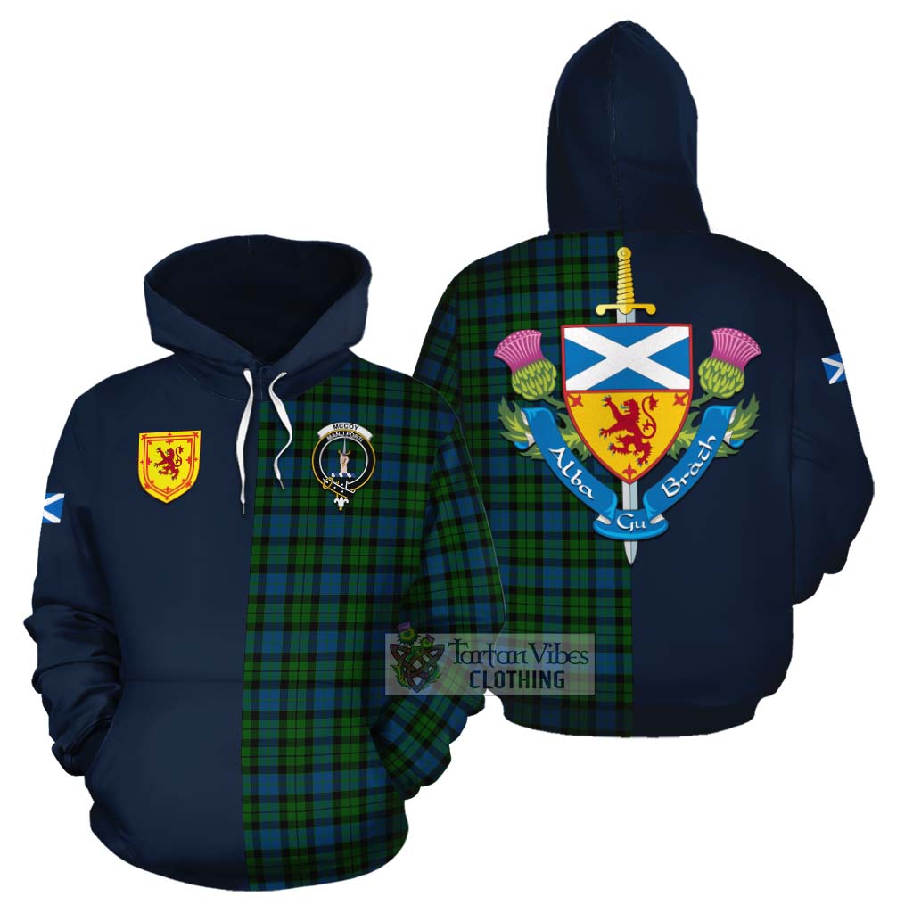 McCoy Tartan Cotton Hoodie Alba with Scottish Lion Royal Arm Half Style Zip Hoodie - Tartan Vibes Clothing