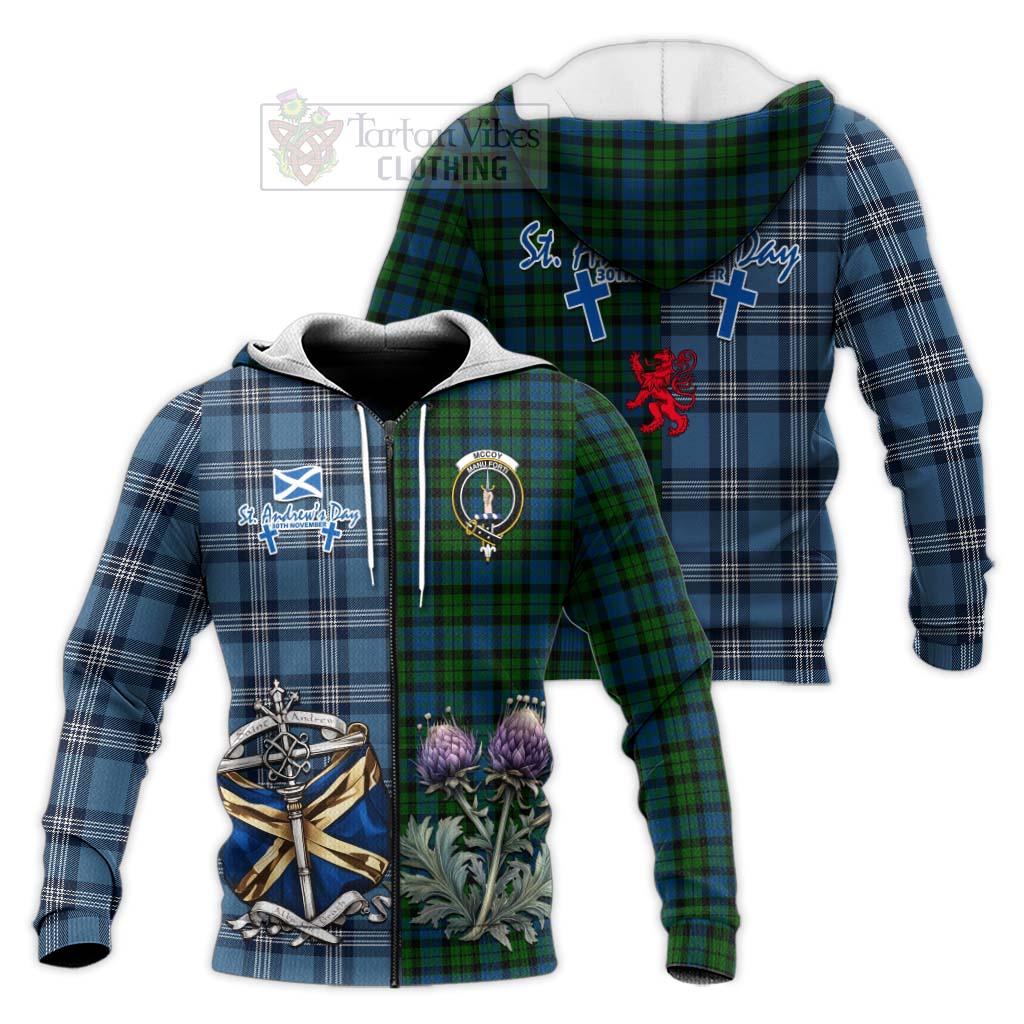 McCoy Tartan Knitted Hoodie Happy St. Andrew's Day Half Tartan Style Unisex Knitted Zip Hoodie - Tartan Vibes Clothing