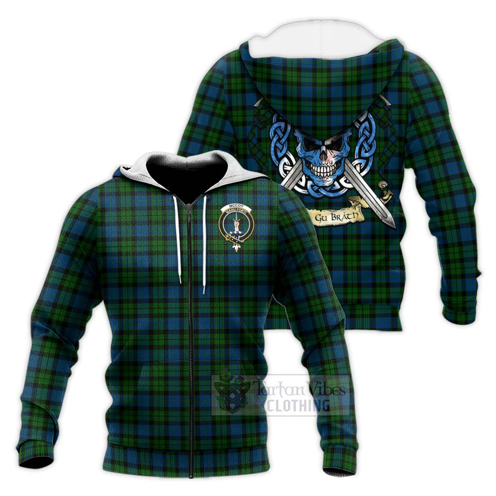 McCoy Tartan Knitted Hoodie with Family Crest Celtic Skull Style Unisex Knitted Zip Hoodie - Tartan Vibes Clothing
