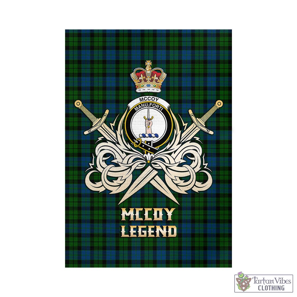 Tartan Vibes Clothing McCoy Tartan Flag with Clan Crest and the Golden Sword of Courageous Legacy
