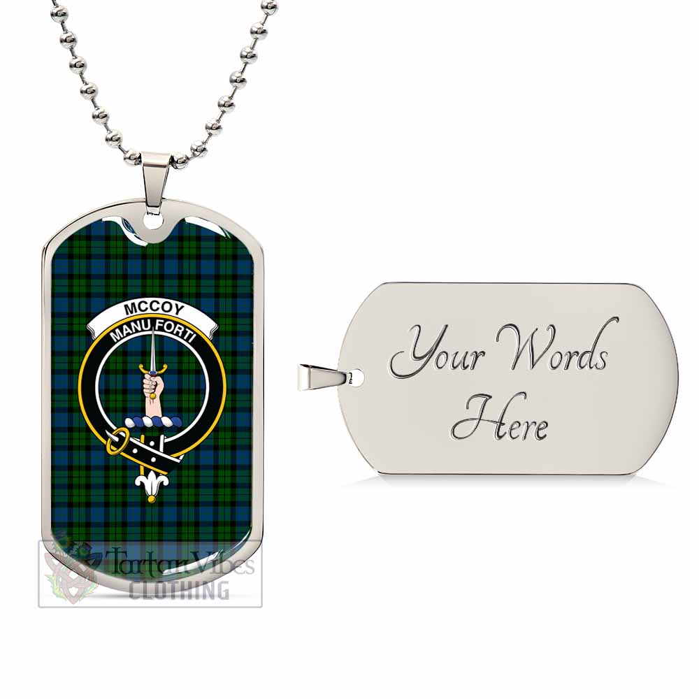 McCoy Tartan Dog Tag Necklace with Family Crest Silver Yes - Tartan Vibes Clothing