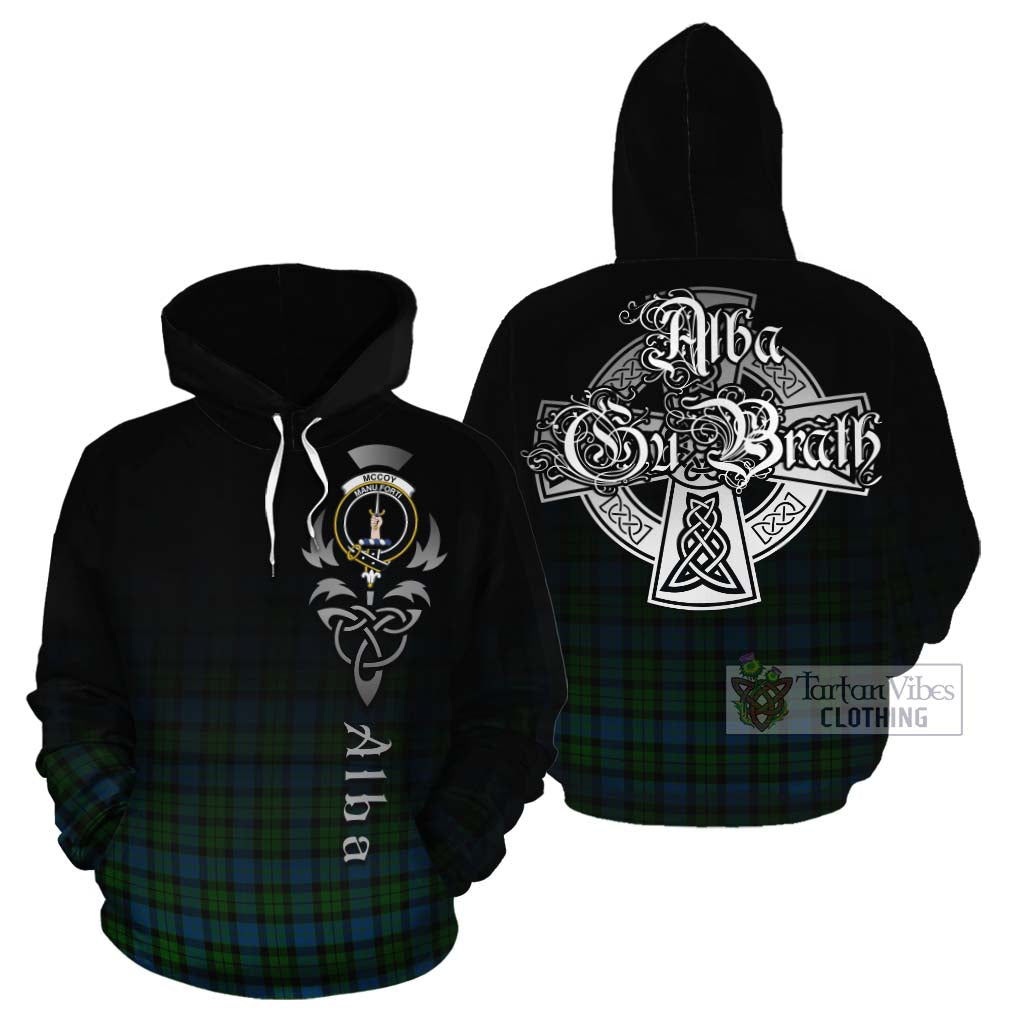 Tartan Vibes Clothing McCoy Tartan Cotton Hoodie Featuring Alba Gu Brath Family Crest Celtic Inspired