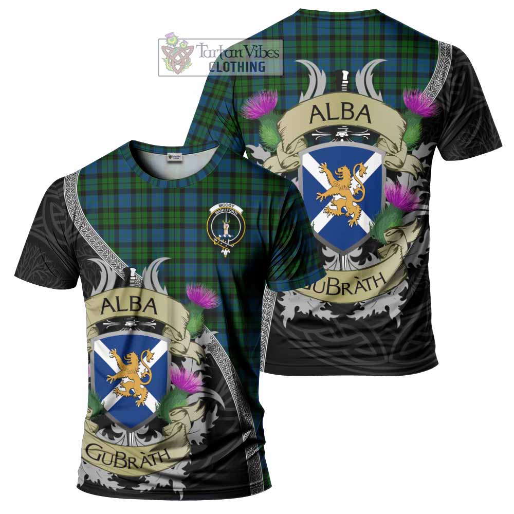 McCoy Tartan Family Crest T-Shirt Lion Rampant Royal Thistle Shield Celtic Inspired - Tartan Vibes Clothing