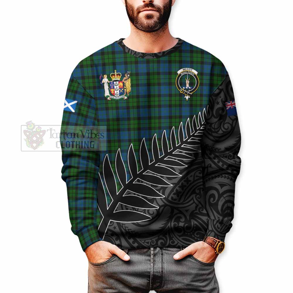 McCoy Crest Tartan Sweatshirt with New Zealand Silver Fern Half Style - Tartan Vibes Clothing