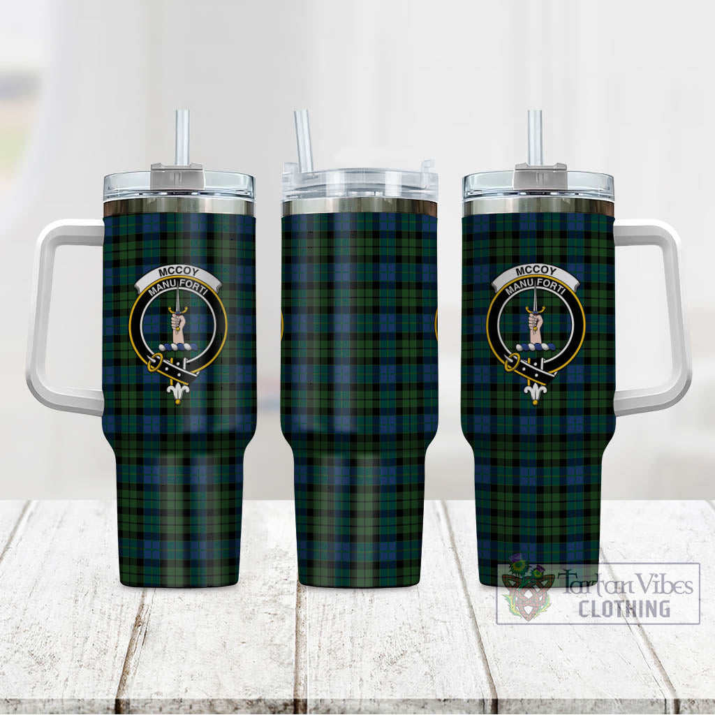 McCoy Tartan Tumbler with Handle with Family Crest - Tartan Vibes Clothing