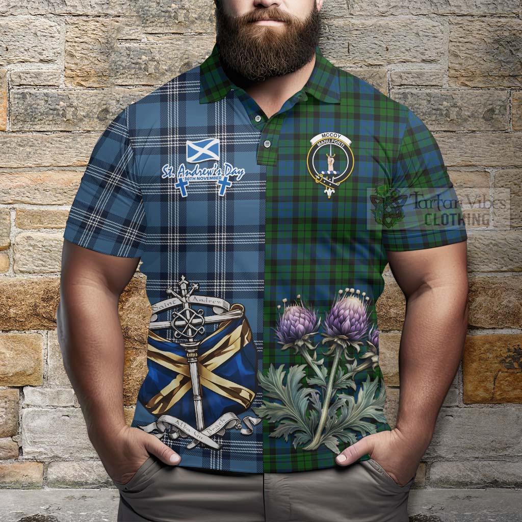McCoy Tartan Polo Shirt Happy St. Andrew's Day Half Tartan Style - Tartan Vibes Clothing