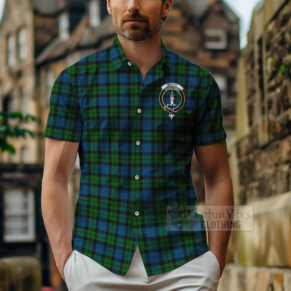 McCoy Tartan Hawaiian Shirt with Family Crest Celtic Skull Style - Tartan Vibes Clothing