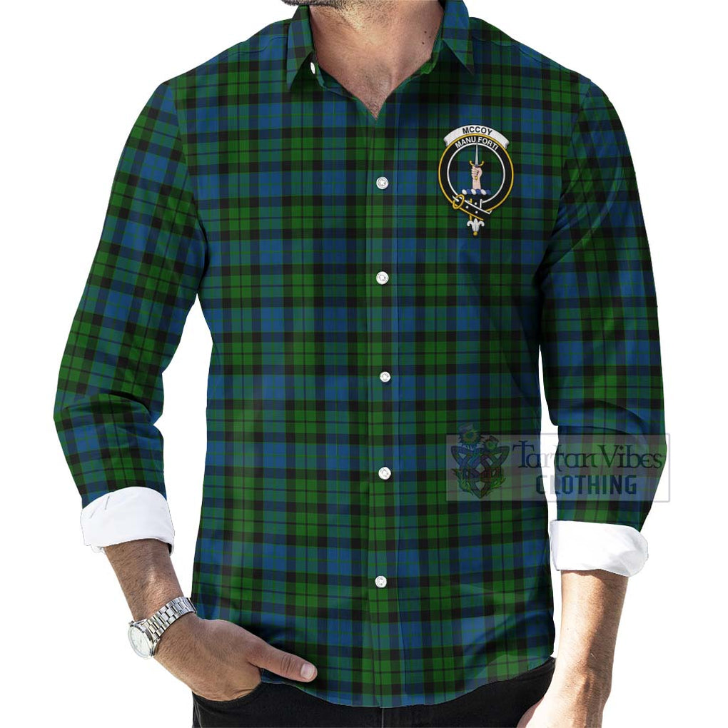 McCoy Tartan Long Sleeve Button Shirt with Family Crest Celtic Skull Style - Tartan Vibes Clothing