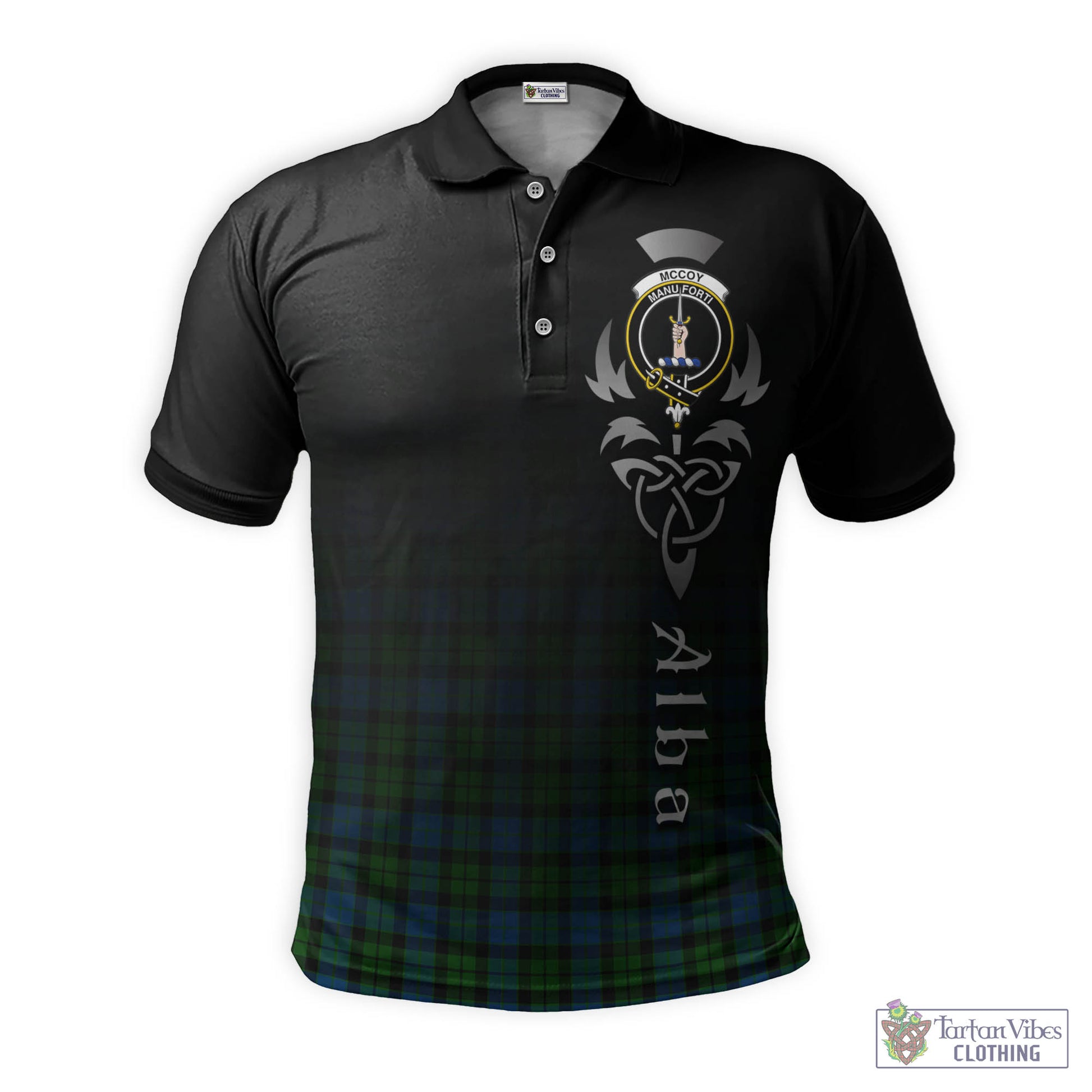 Tartan Vibes Clothing McCoy Tartan Polo Shirt Featuring Alba Gu Brath Family Crest Celtic Inspired