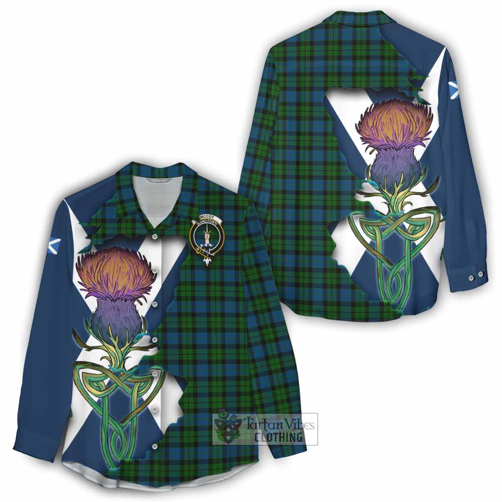 McCoy Tartan Family Crest Women's Casual Shirt Scottish Thistle Celtic Inspired - Tartan Vibes Clothing