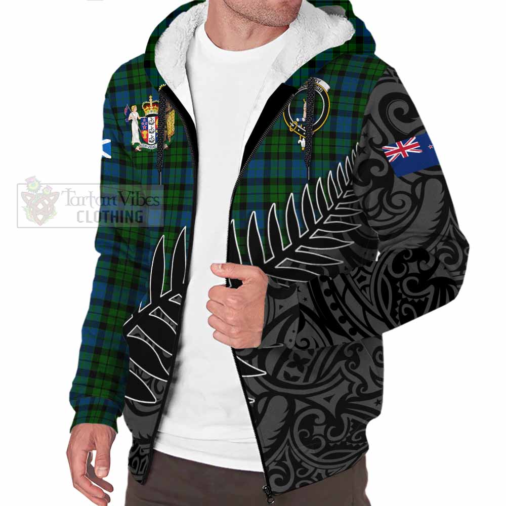 Tartan Vibes Clothing McCoy Crest Tartan Sherpa Hoodie with New Zealand Silver Fern Half Style